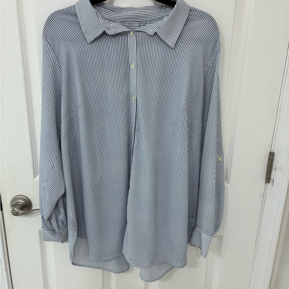 LOFT Plus Striped Long Sleeve Shirt